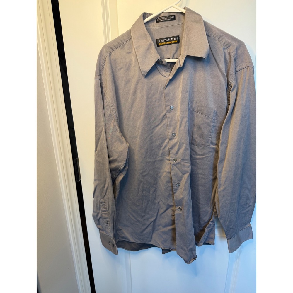 Joseph & Feiss Gray Tencel Cotton Button Down Shirt Mens XL Long Sleeve